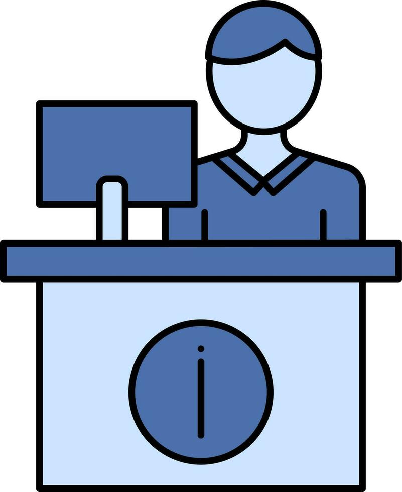 Information Or Reception Counter Icon In Blue Color. vector