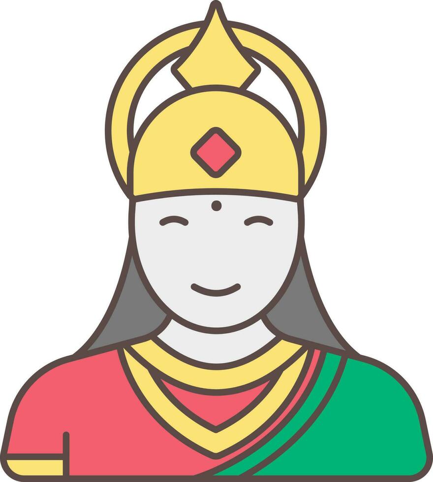 Flat Style Goddess Sita Maa Colorful Icon. vector