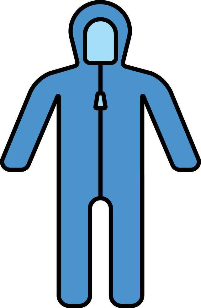 Flat Style PPE Suit Icon In Blue Color. vector
