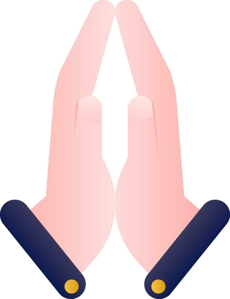 Namaste Or Pray Hand Icon In Blue And Pink Color. vector