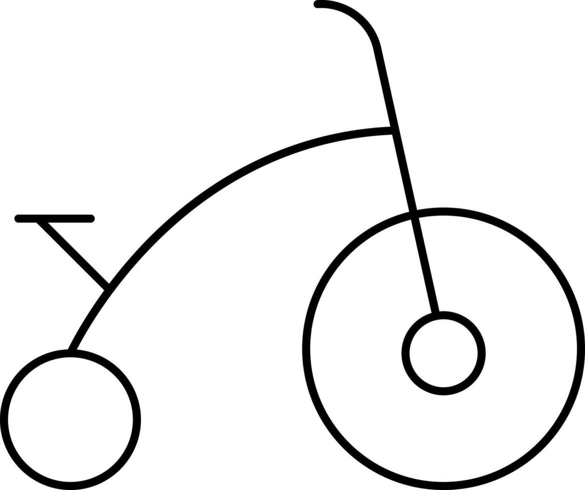 Baby Bike Icon In Black Line Art. vector