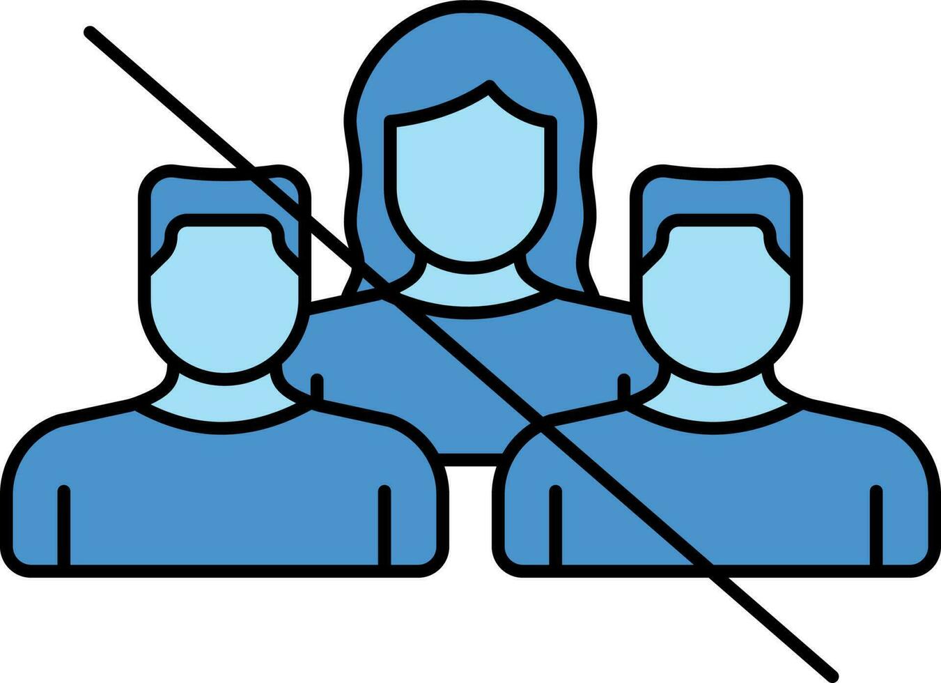 No Crowd Icon Or Symbol In Blue Color. vector