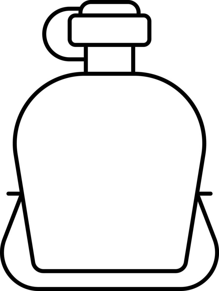 Camping Water Bottle Icon In Black Outline. vector