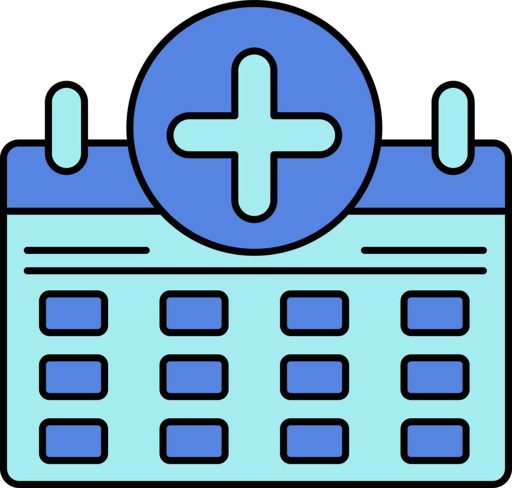 Medical Calendar Icon In Blue Color. vector