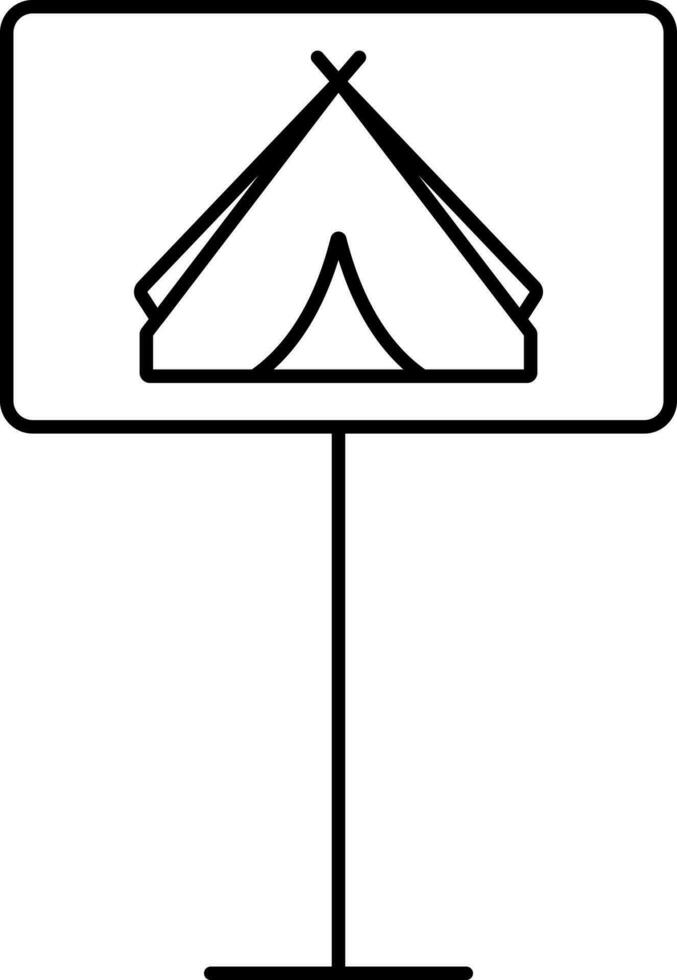 Camping Signboard Icon In Line Art. vector