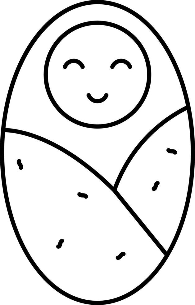 Wrapped Baby Icon In Black Outline. vector