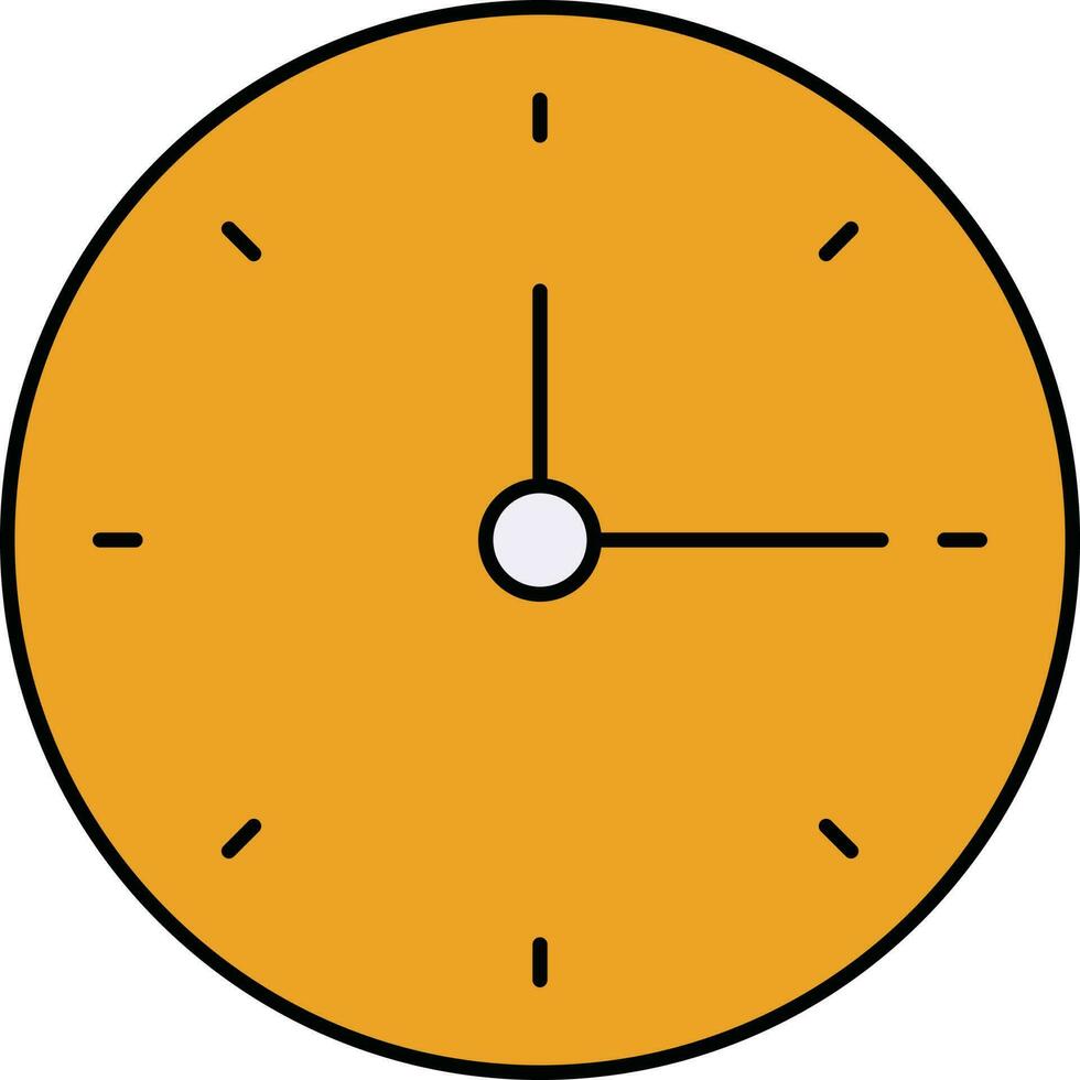 Isolated Clock Icon In Yellow And White Color. vector