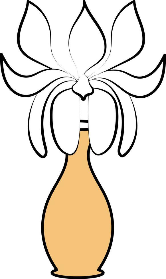 Orange And White Color Flower Pot Or Vase Icon. vector