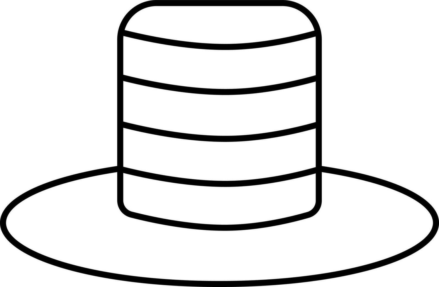 Round Hat Icon In Black Outline. vector