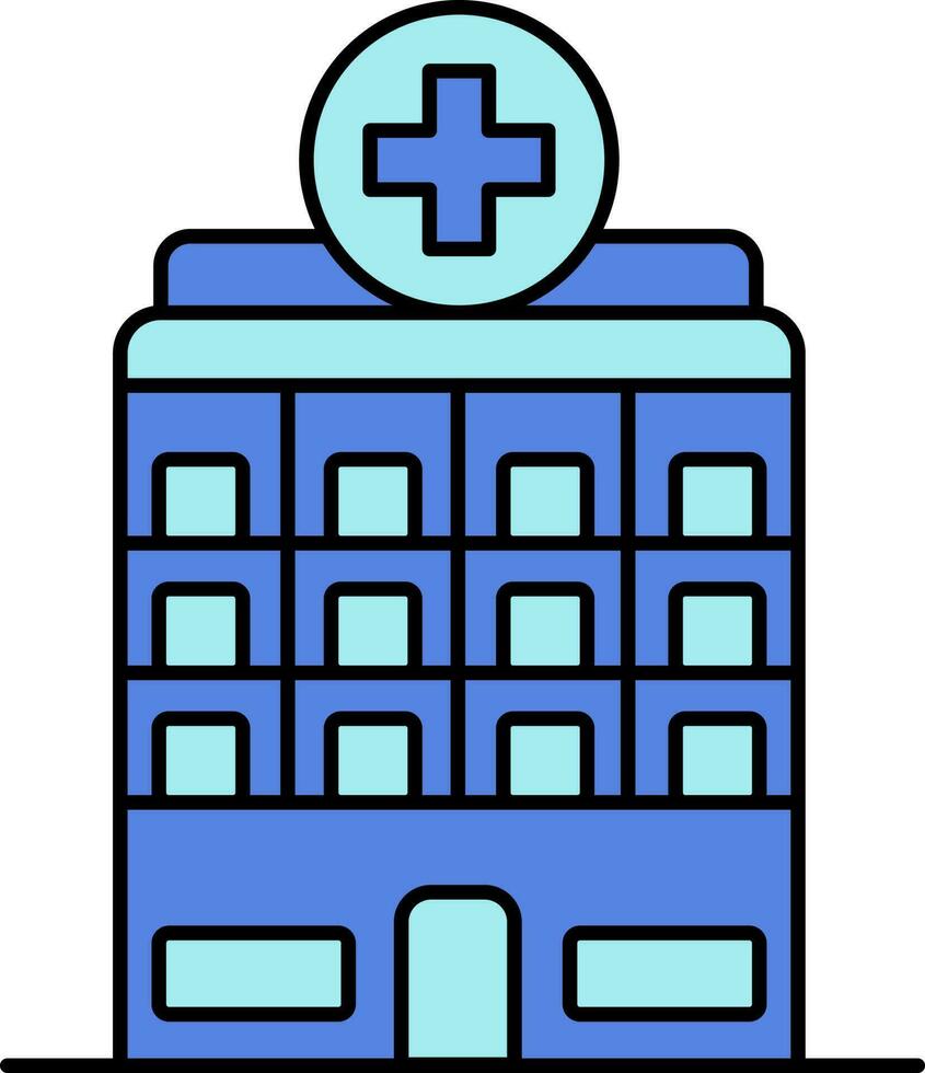 Hospital Building Icon In Blue Color. vector