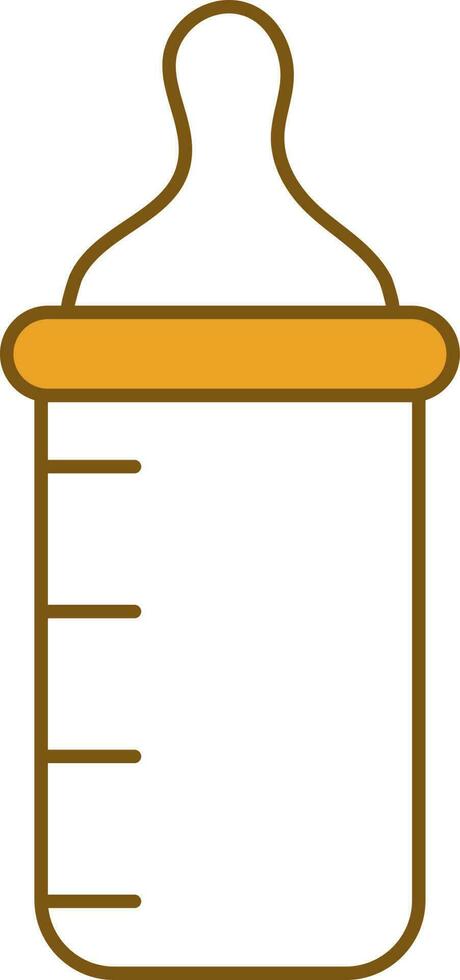 Feeding Bottle Icon In Yellow And White Color. vector