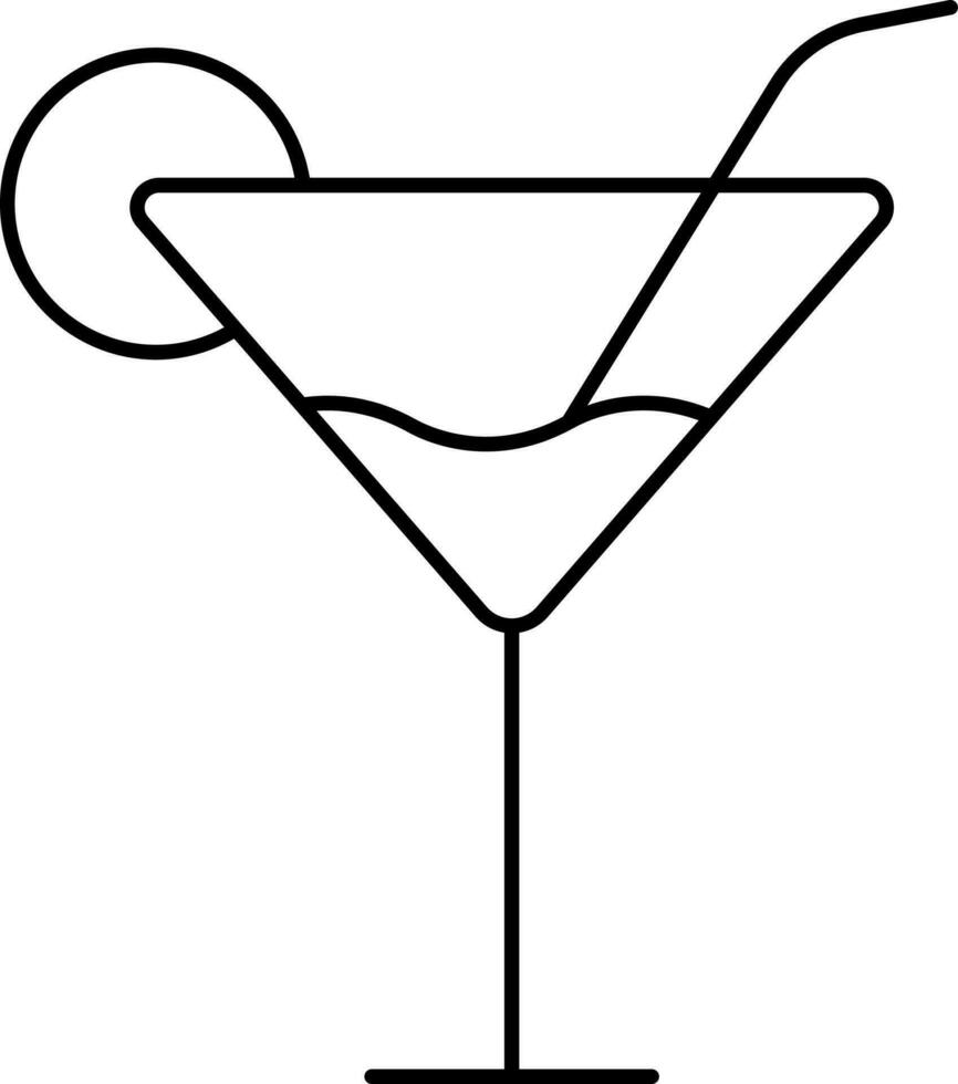 Martini Glass Icon In Black Outline. vector