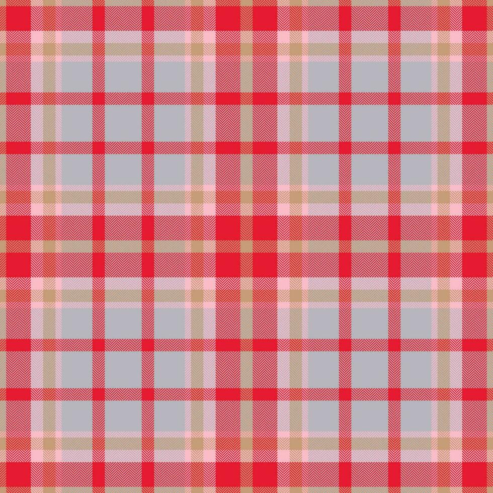 Plaid seamless pattern in red. Check fabric texture. Vector textile print.