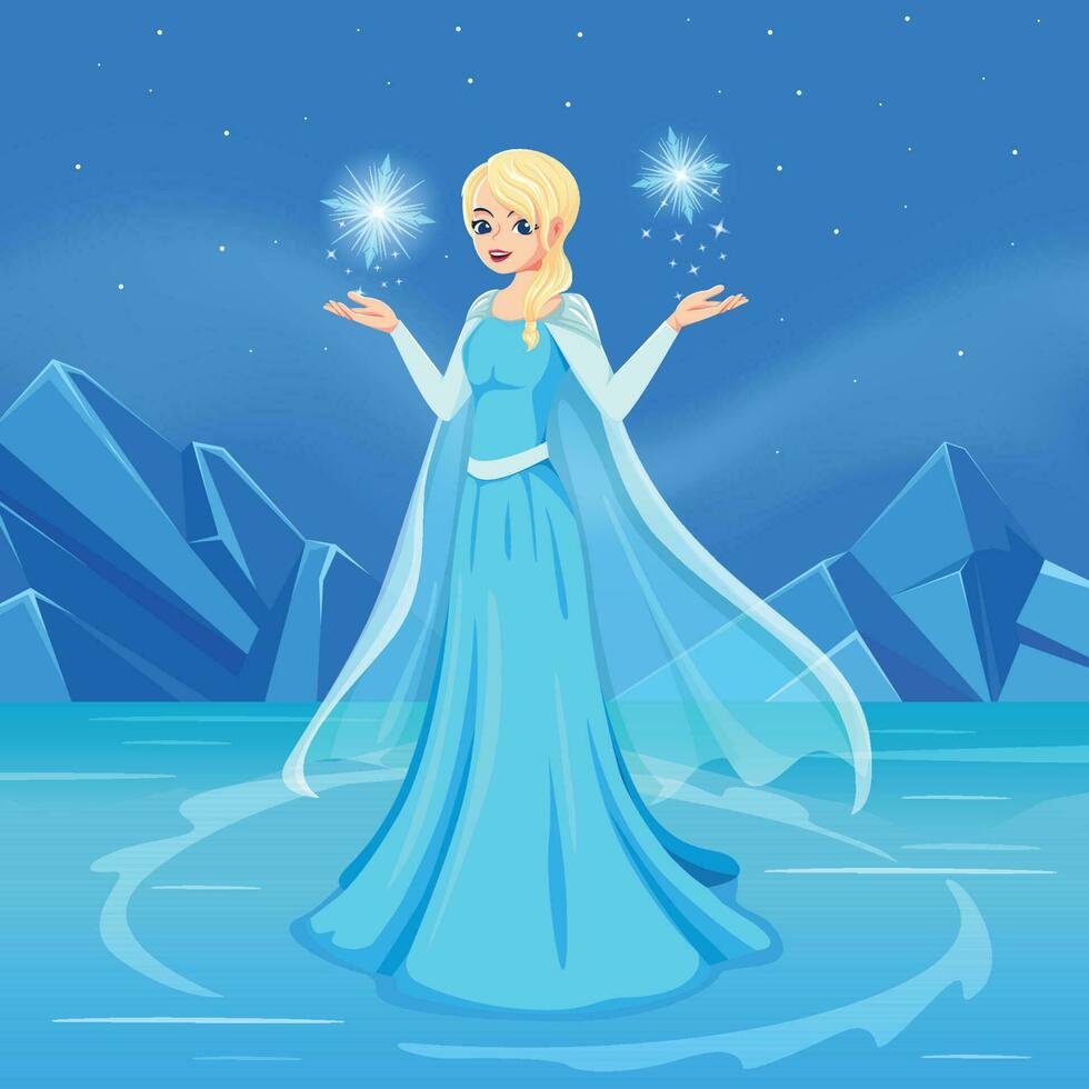 Snow Ice Princess In Winter Landscape Concept vector