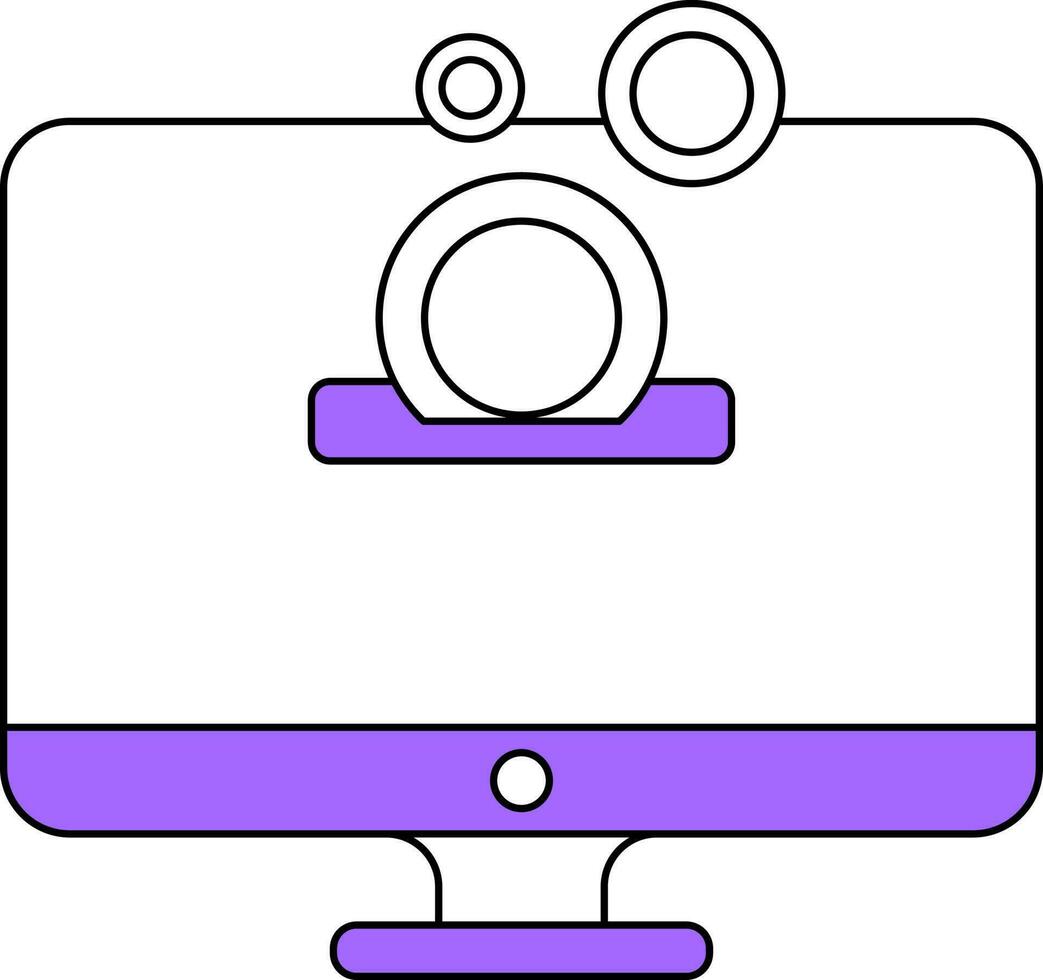 Purple And White Color Online Money Pay Or Receive In Desktop Icon. vector