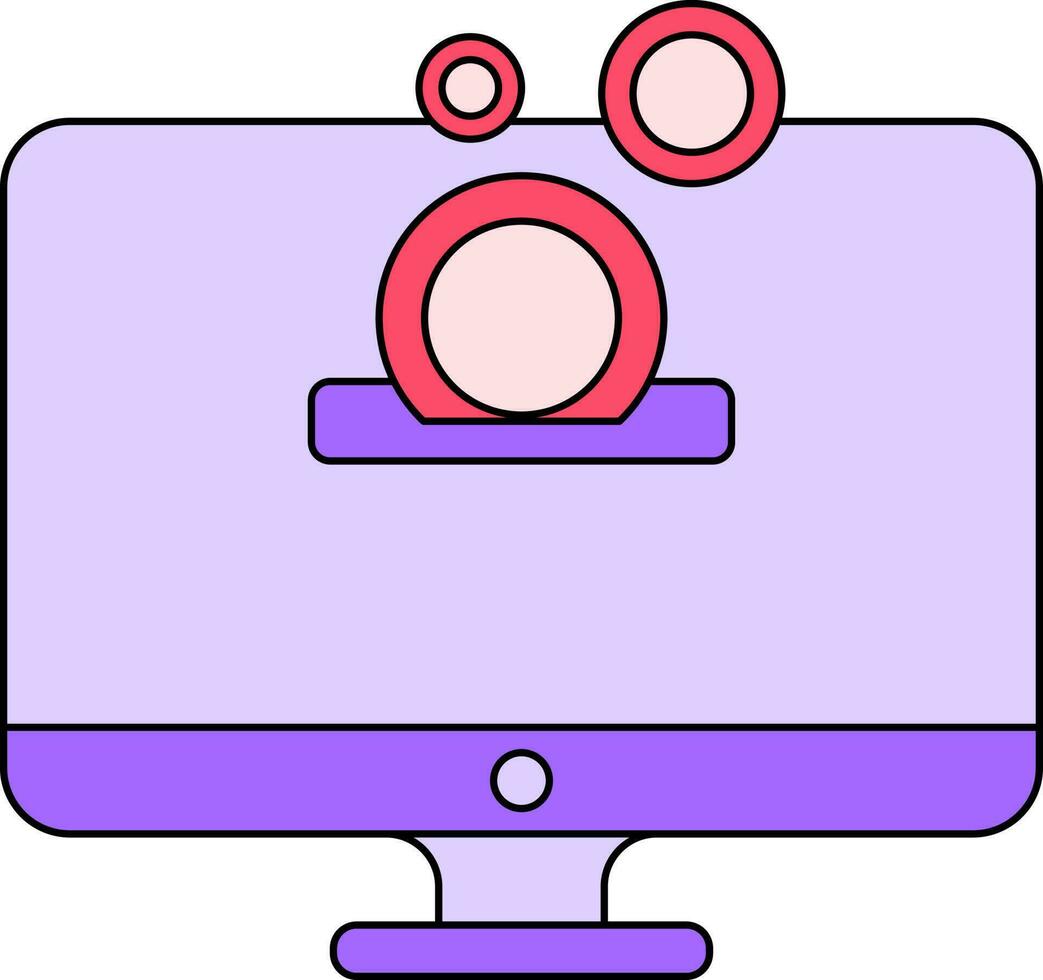 Pink And Purple Color Online Money Pay Or Receive In Desktop Icon. vector