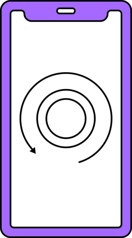 Purple And White Color Money Reload In Smartphone Icon. vector