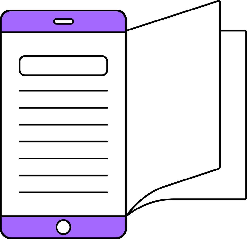 Purple And White Color Online Statement In Smartphone Icon. vector