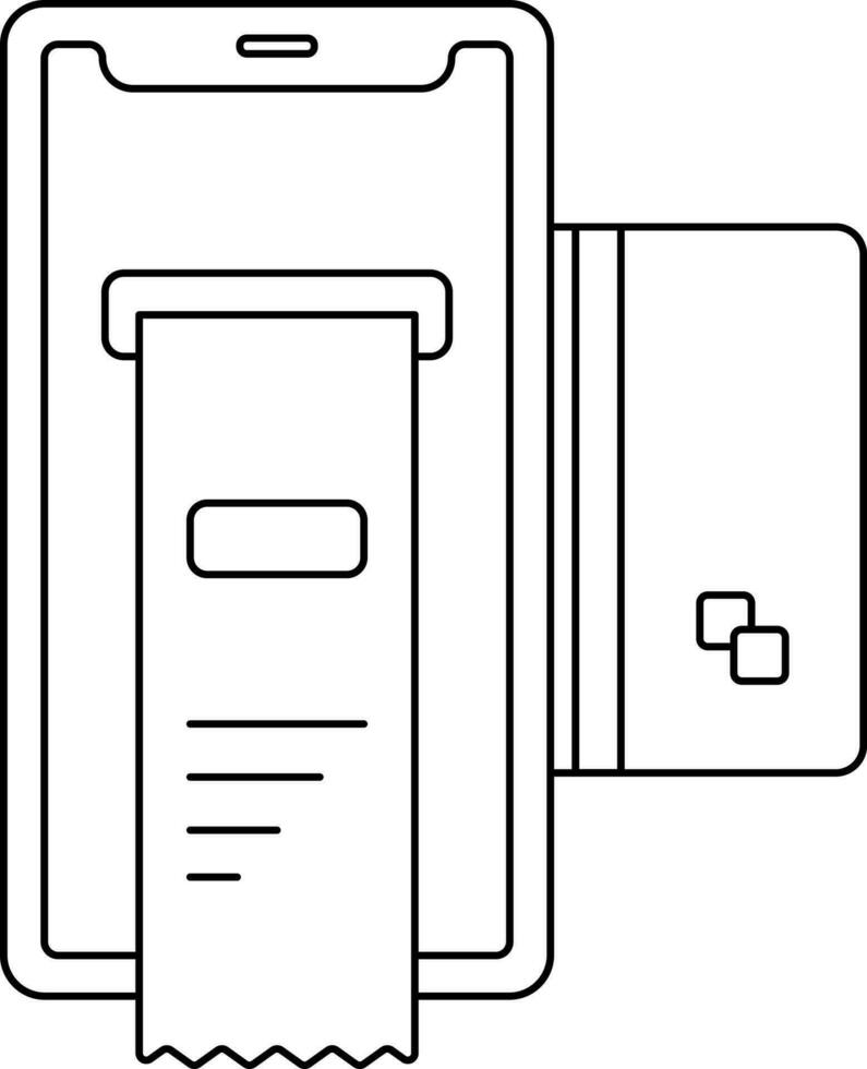 Black Outline Online Receipt In Smartphone Icon. vector