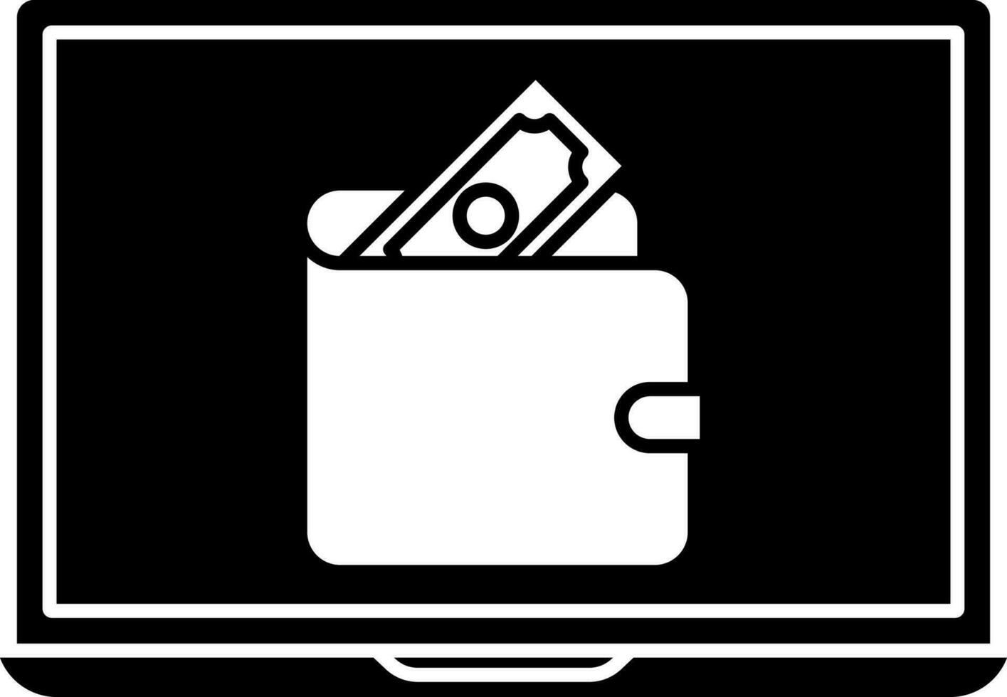 ilustración de billetera electrónica en ordenador portátil icono. vector