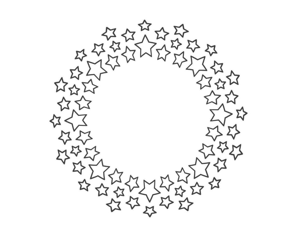 Start decoration frame in vector. Stars abstract round border. vector