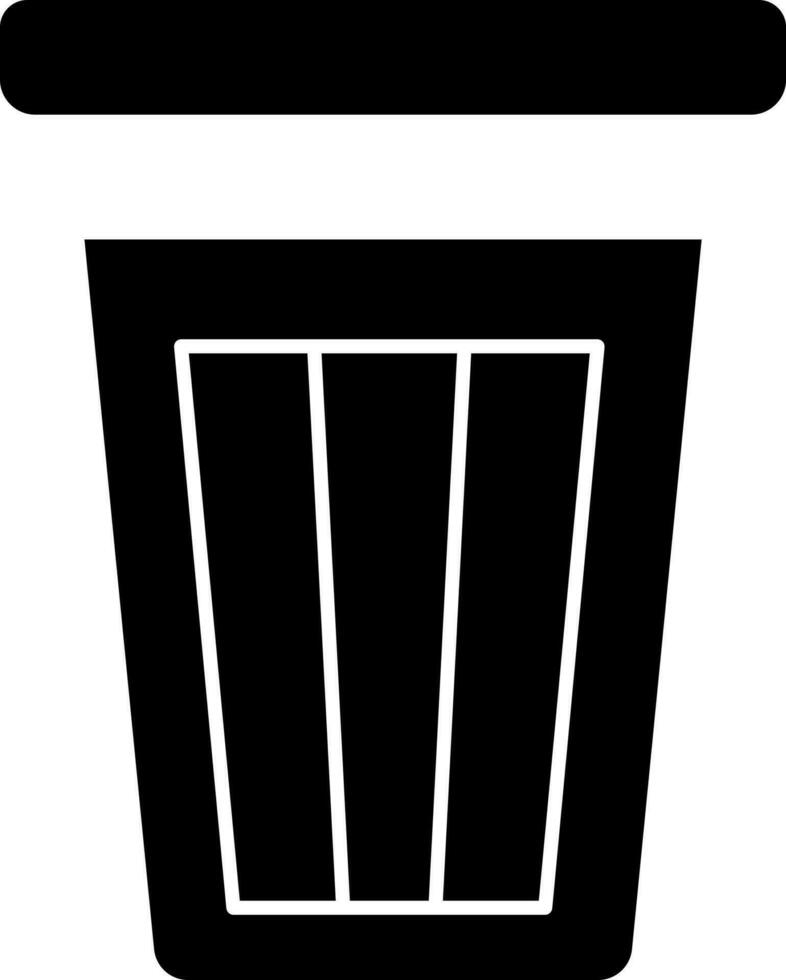Black And White Dustbin Icon Or Symbol. vector