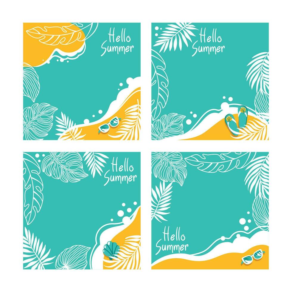 Flyer set with summer illustration for your text.  Summer beach. Vector. vector