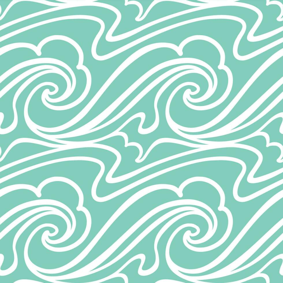 Waves in the ocean, abstract illustration on blue background. Summer ptint. Seamless pattern for fabric, wrapping, textile, wallpaper, apparel. Vector. vector