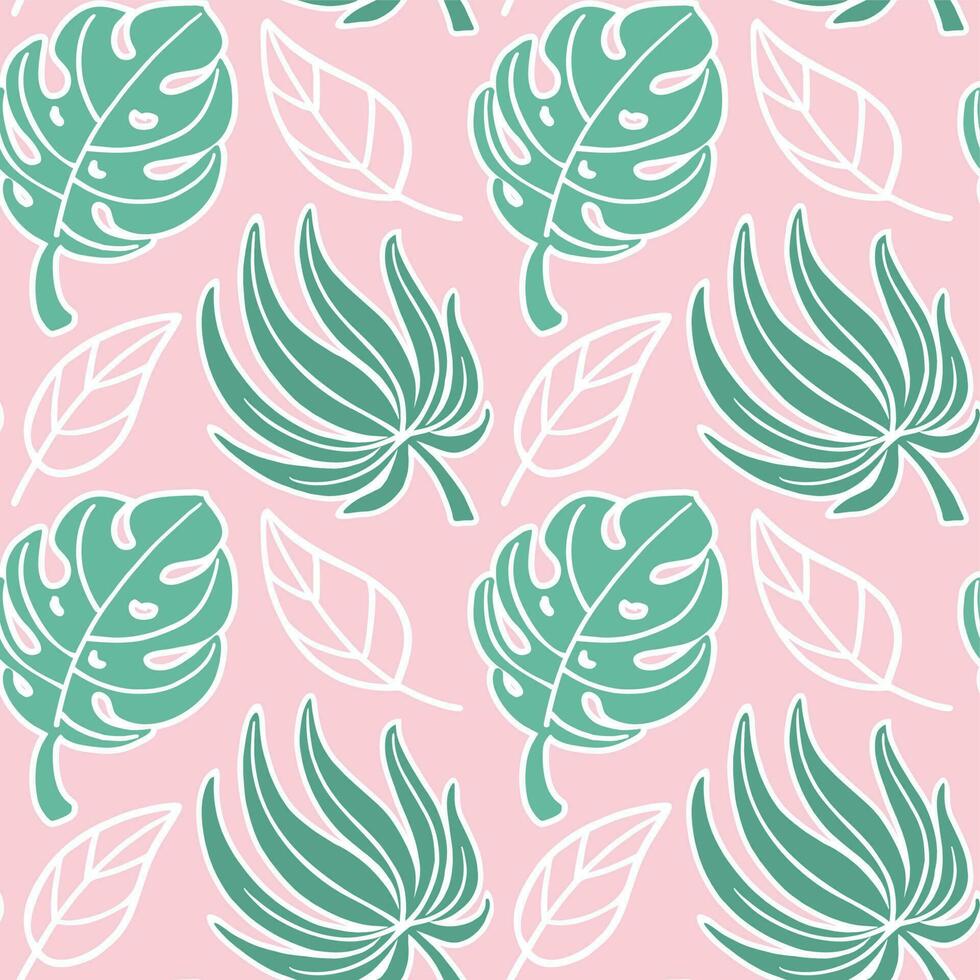 Exotic leaves on pink background.eps vector