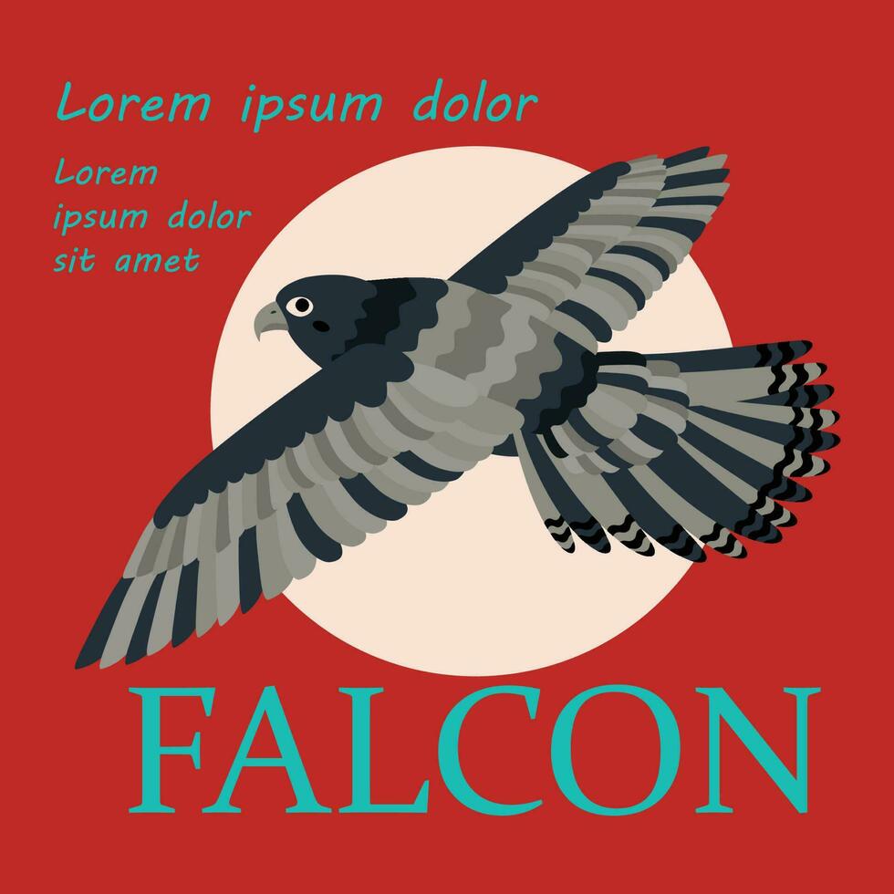 Poster, banner with falcon bird and text. Poster layout design. Letters. vector