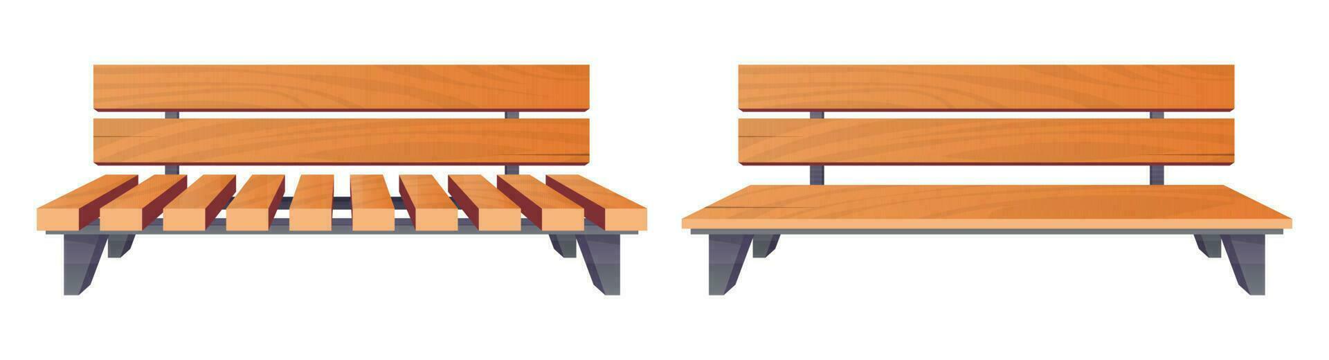 Park bench collection in cartoon style vector illustration isolated on white