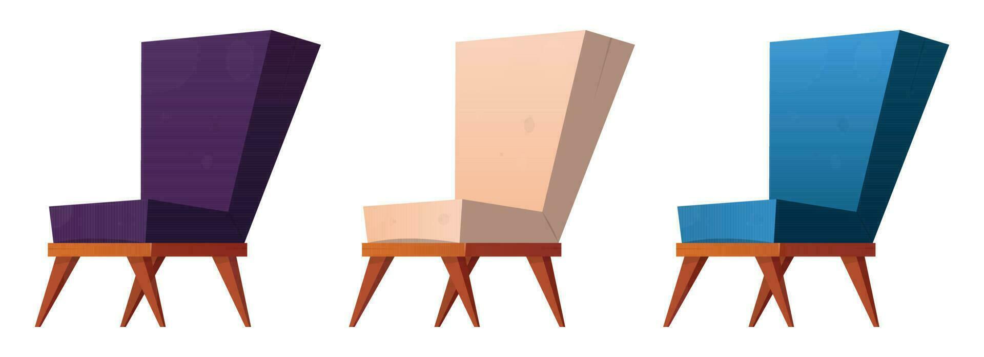 Armchair collection in cartoon style vector illustration isolated on white