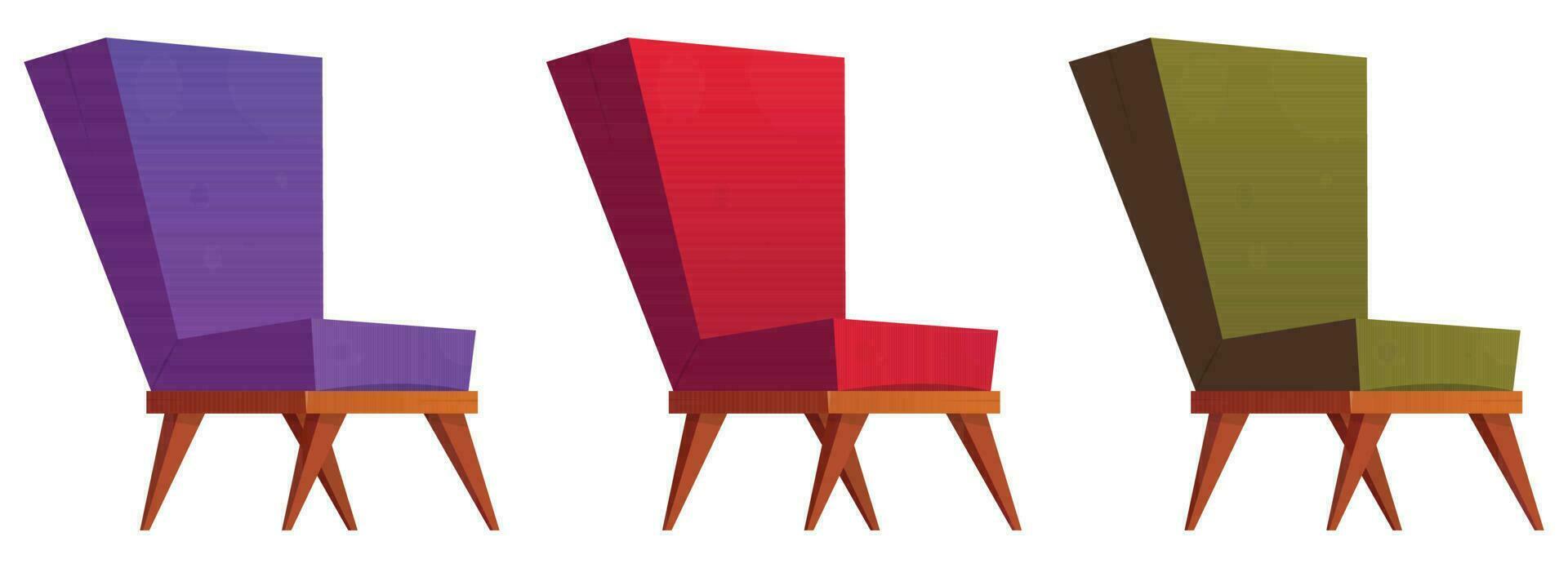 Armchair collection in cartoon style vector illustration isolated on white