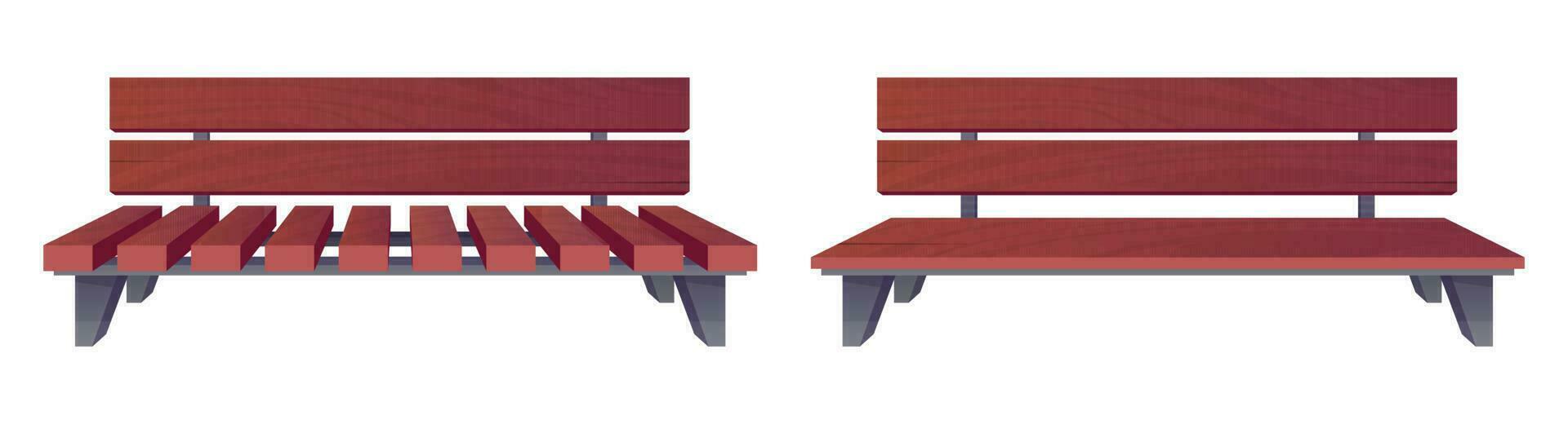 Park bench collection in cartoon style vector illustration isolated on white