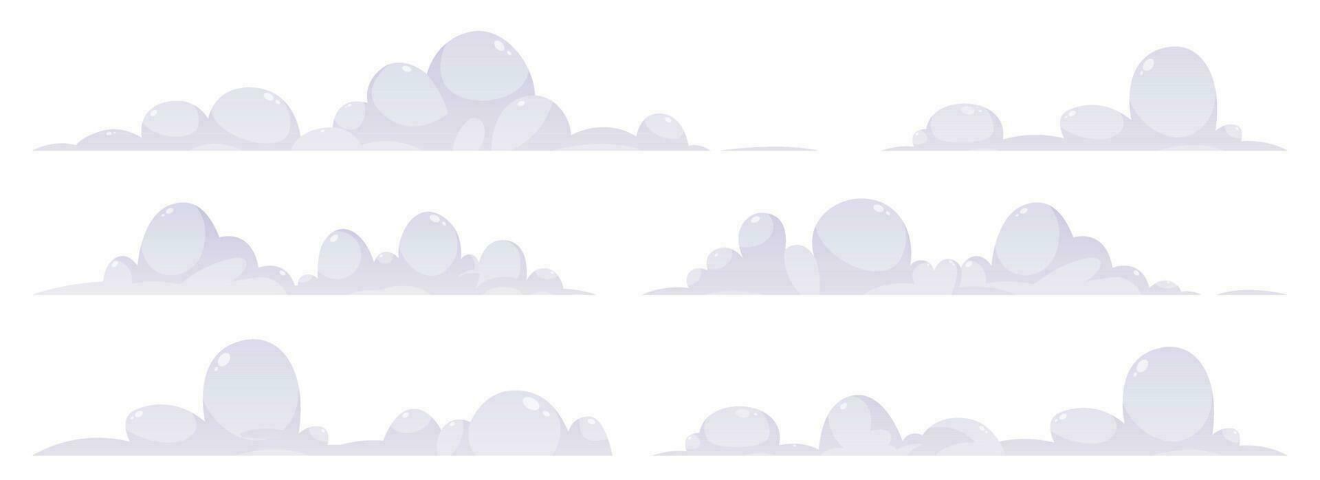 Cartoon clouds collection vector illustration isolated on white background