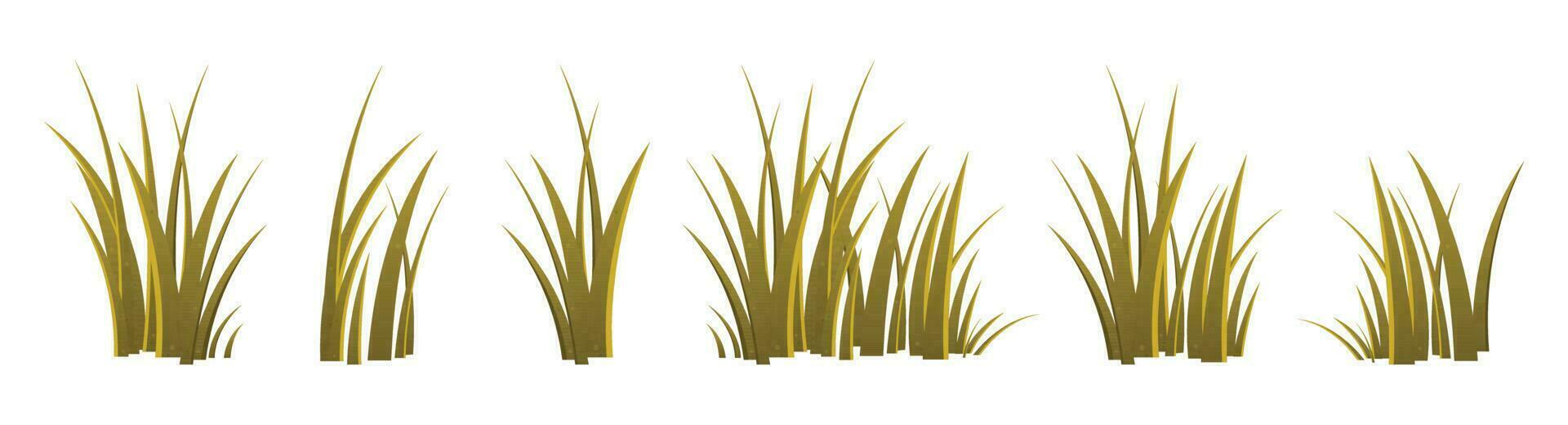 Cartoon grass leaves collection vector illustration isolated on white