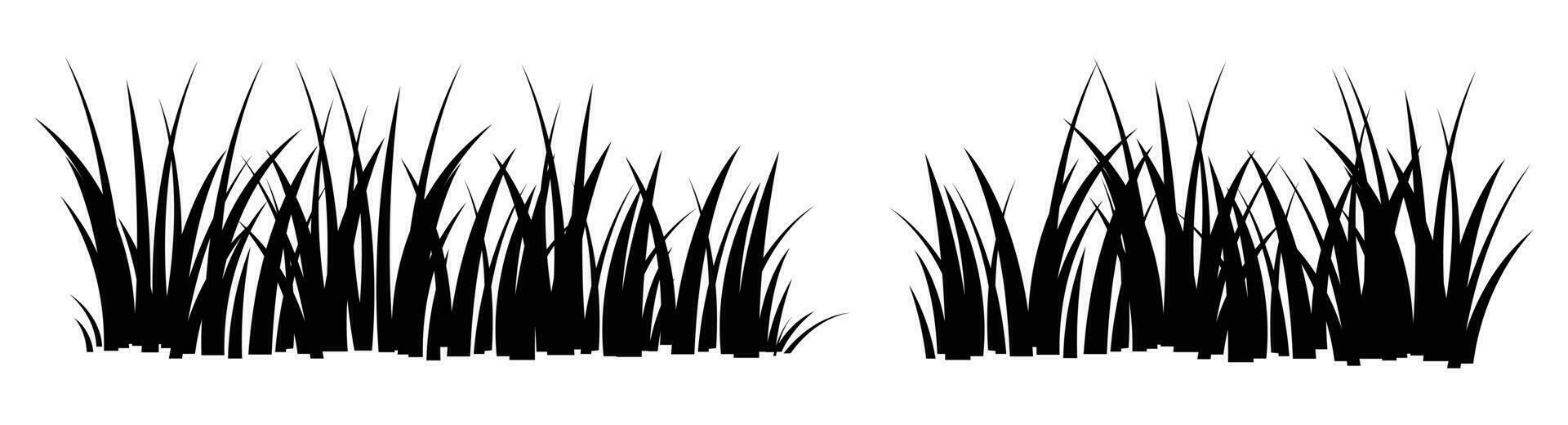 Cartoon silhouette grass leaves collection vector illustration isolated on white