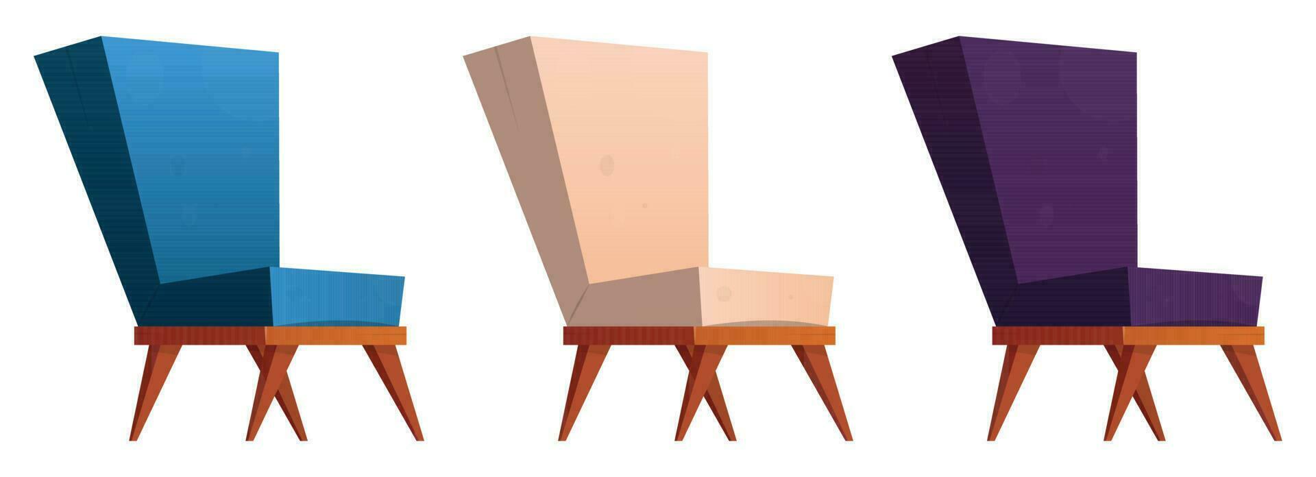 Armchair collection in cartoon style vector illustration isolated on white