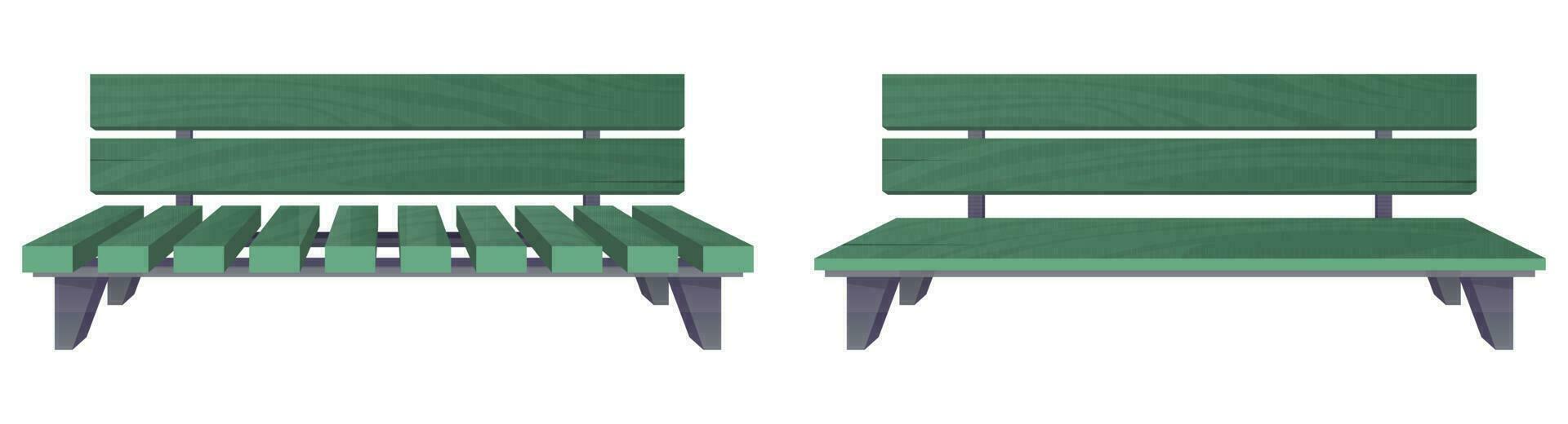 Park bench collection in cartoon style vector illustration isolated on white
