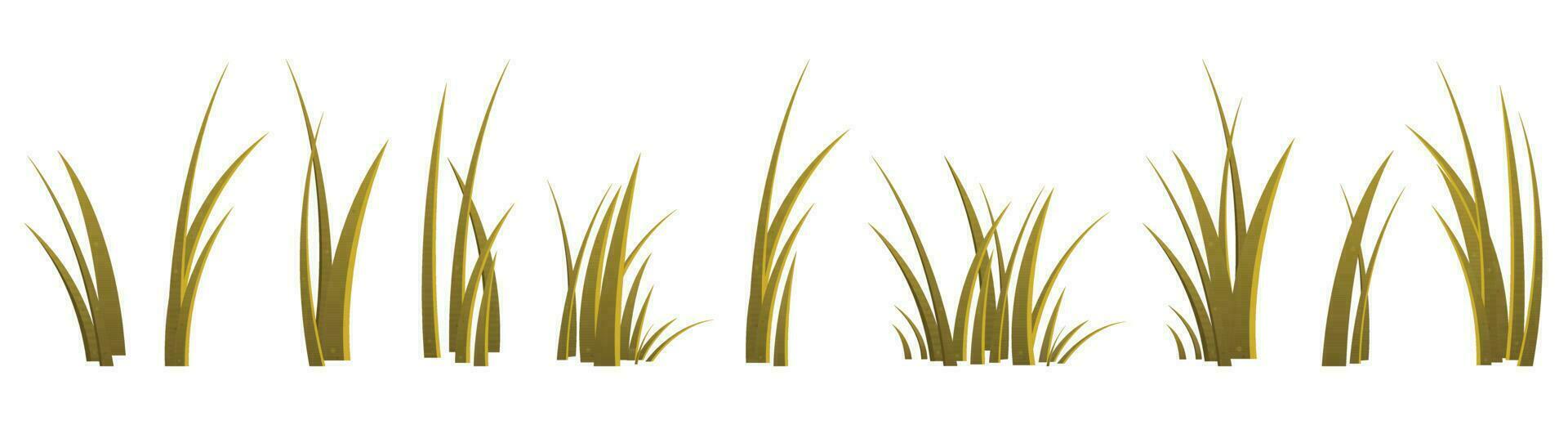 Cartoon grass leaves collection vector illustration isolated on white