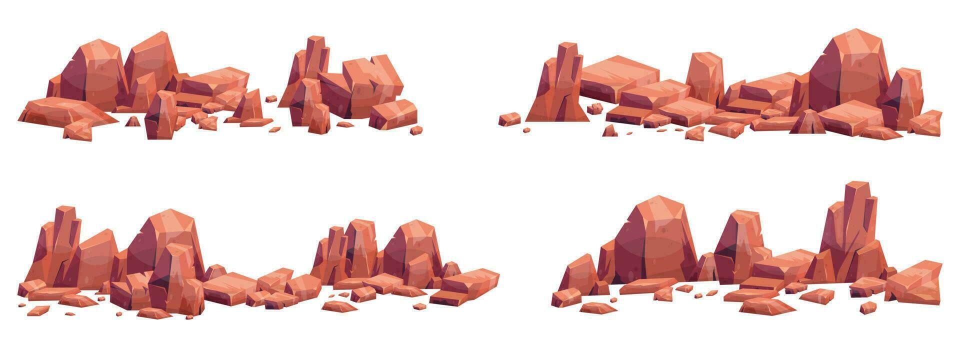 dibujos animados piedras colección aislado en blanco. piezas de montaña rock y Desierto piedras vector ilustración