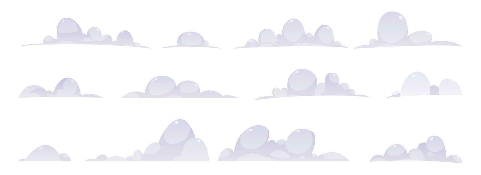 Cartoon clouds collection vector illustration isolated on white background