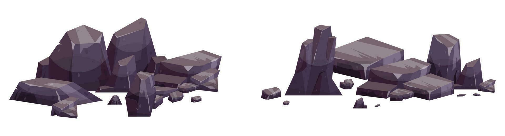 dibujos animados piedras colección aislado en blanco. piezas de montaña rock y Desierto piedras vector ilustración