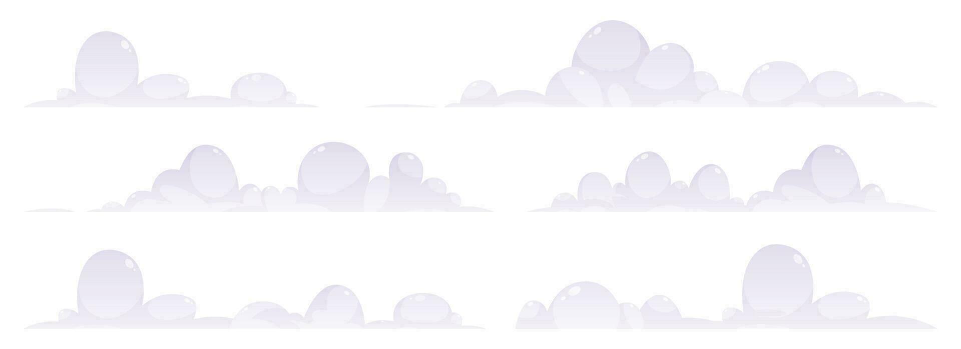 Cartoon clouds collection vector illustration isolated on white background