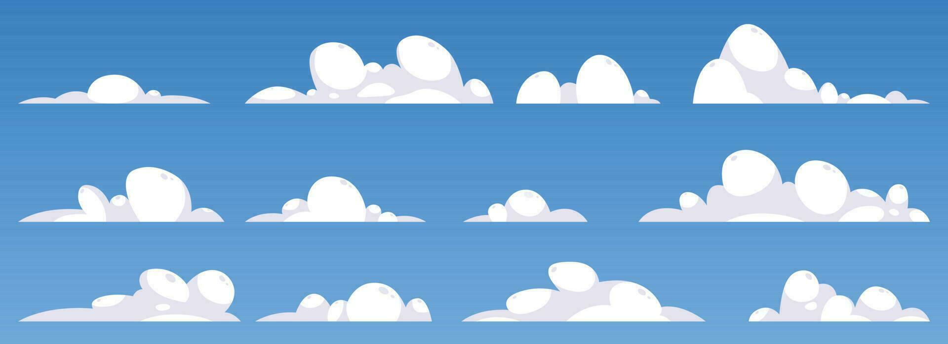 Cartoon clouds collection vector illustration isolated on white background