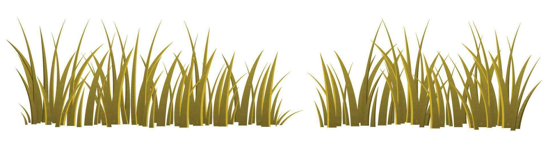 Cartoon grass leaves collection vector illustration isolated on white