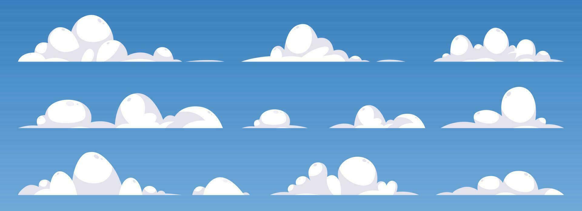 Cartoon clouds collection vector illustration isolated on white background