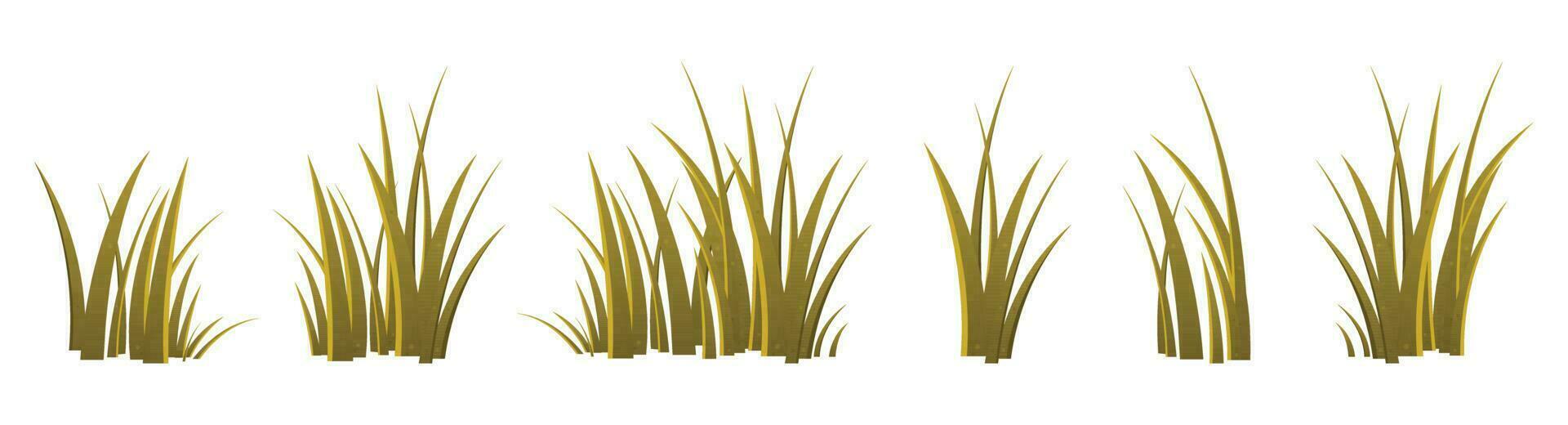 Cartoon grass leaves collection vector illustration isolated on white