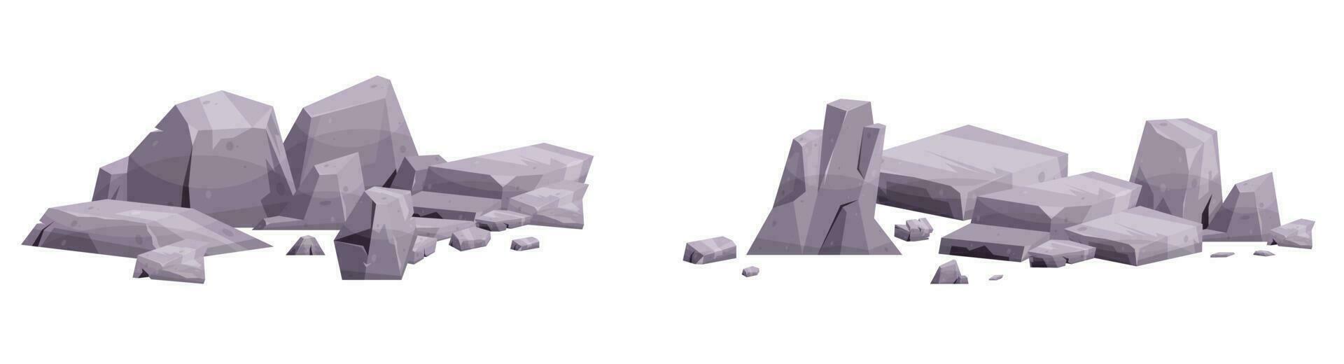 dibujos animados piedras colección aislado en blanco. piezas de montaña rock y Desierto piedras vector ilustración