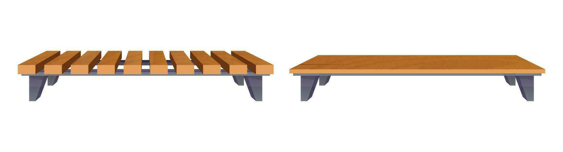 Park bench collection in cartoon style vector illustration isolated on white